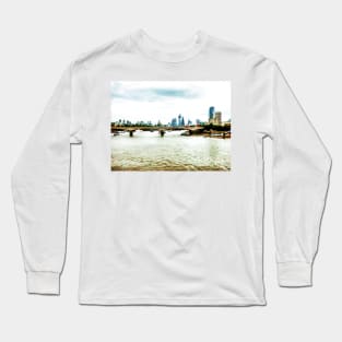 Red Buses and Blue Buildings Long Sleeve T-Shirt